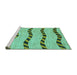 Sideview of Machine Washable Abstract Turquoise Modern Area Rugs, wshabs1387turq