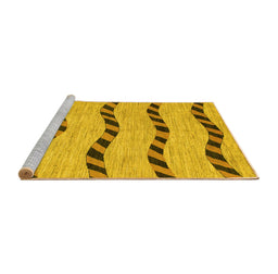 Sideview of Machine Washable Abstract Yellow Modern Rug, wshabs1387yw