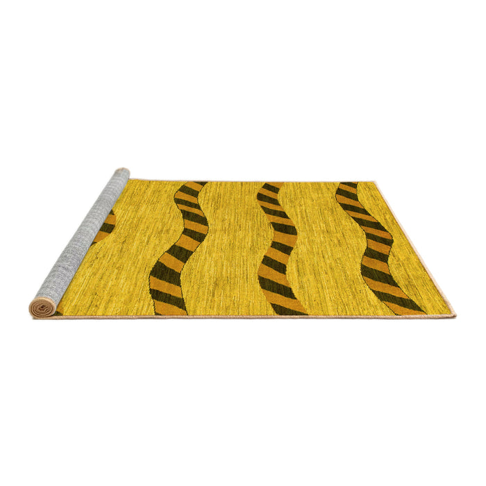 Sideview of Machine Washable Abstract Yellow Modern Rug, wshabs1387yw