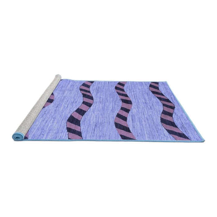 Sideview of Machine Washable Abstract Blue Modern Rug, wshabs1387blu