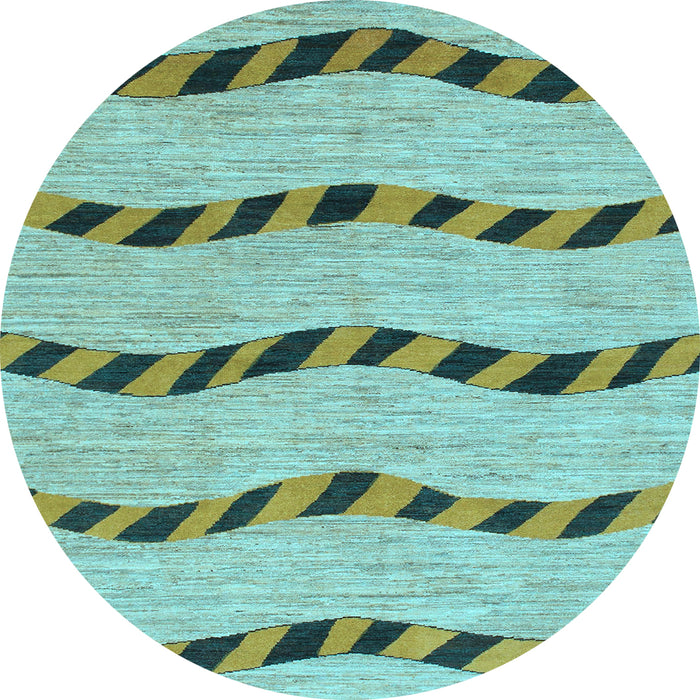Round Machine Washable Abstract Light Blue Modern Rug, wshabs1387lblu