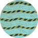 Round Machine Washable Abstract Light Blue Modern Rug, wshabs1387lblu