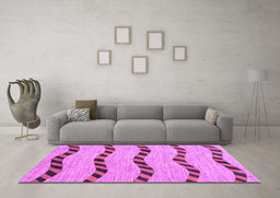 Machine Washable Abstract Purple Modern Area Rugs in a Living Room, wshabs1387pur