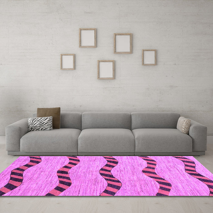 Machine Washable Abstract Purple Modern Area Rugs in a Living Room, wshabs1387pur