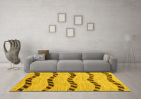 Machine Washable Abstract Yellow Modern Rug, wshabs1387yw