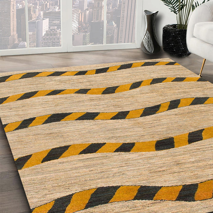 Abstract Light Brown Modern Rug in Family Room, abs1387