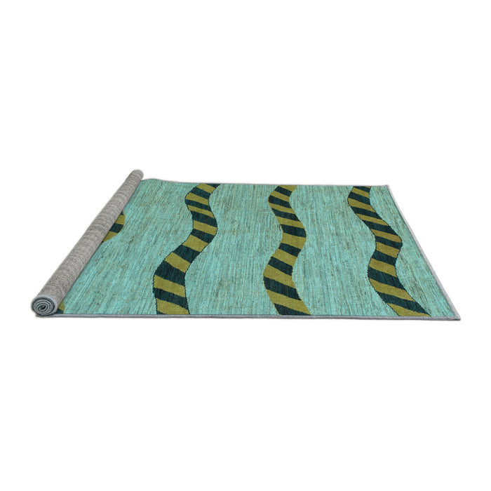 Sideview of Machine Washable Abstract Light Blue Modern Rug, wshabs1387lblu