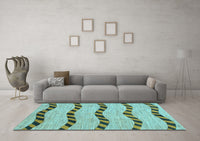 Machine Washable Abstract Light Blue Modern Rug, wshabs1387lblu