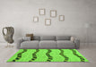 Machine Washable Abstract Green Modern Area Rugs in a Living Room,, wshabs1387grn