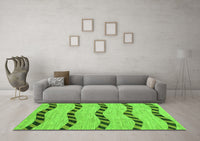 Machine Washable Abstract Green Modern Rug, wshabs1387grn