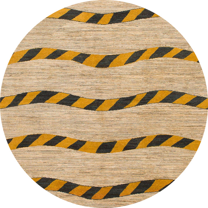 Round Abstract Light Brown Modern Rug, abs1387