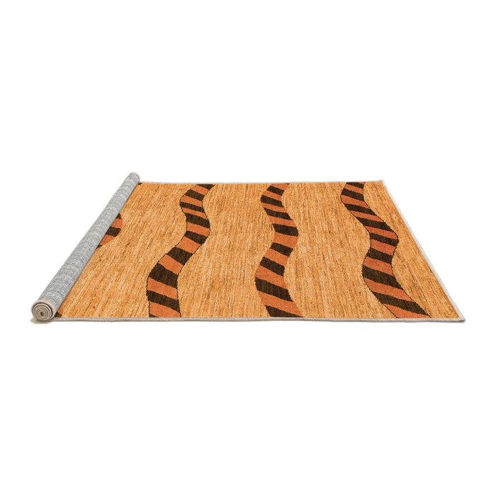 Sideview of Machine Washable Abstract Orange Modern Area Rugs, wshabs1387org