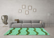 Machine Washable Abstract Turquoise Modern Area Rugs in a Living Room,, wshabs1387turq