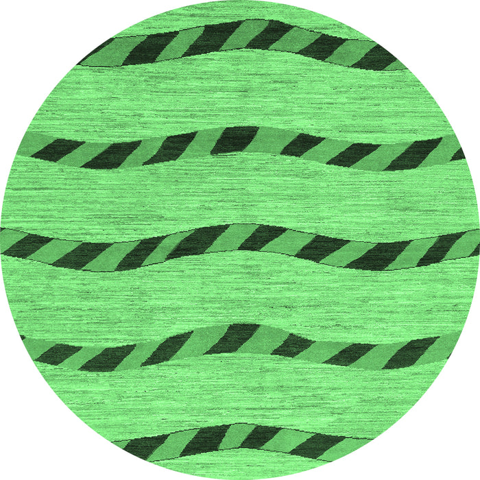 Round Abstract Emerald Green Modern Rug, abs1387emgrn