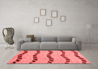 Machine Washable Abstract Red Modern Rug, wshabs1387red