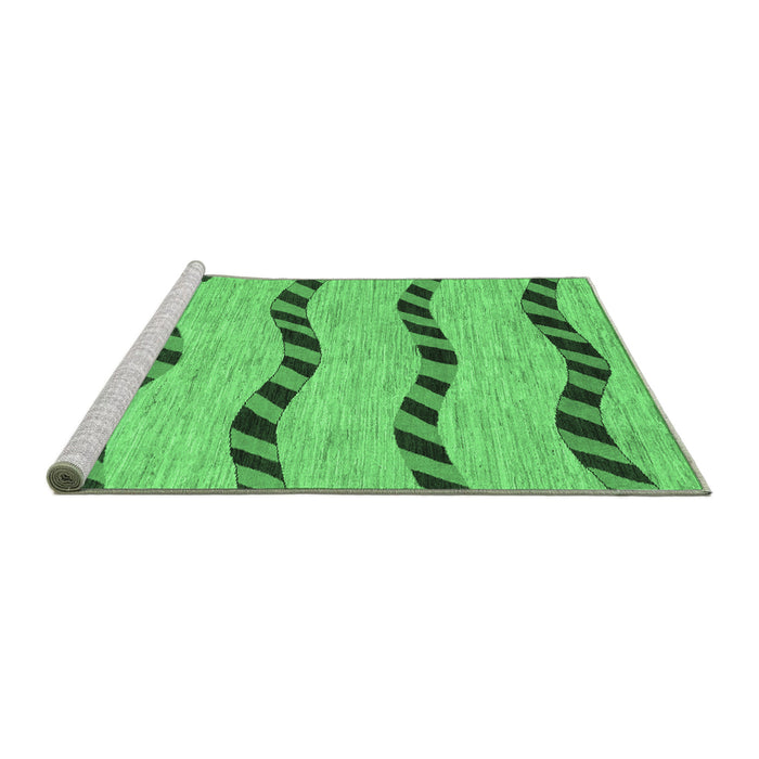 Sideview of Machine Washable Abstract Emerald Green Modern Area Rugs, wshabs1387emgrn