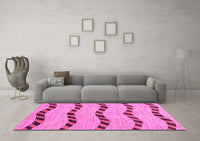 Machine Washable Abstract Pink Modern Rug, wshabs1387pnk