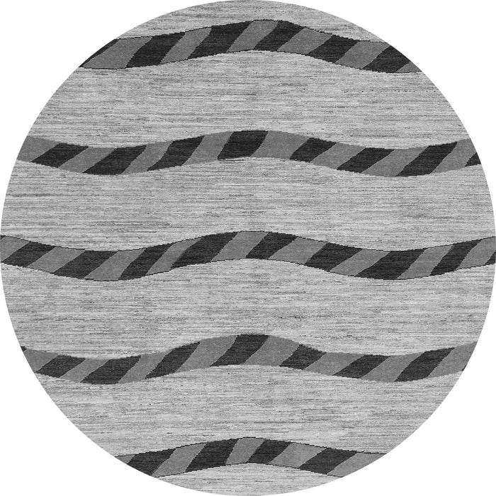 Round Machine Washable Abstract Gray Modern Rug, wshabs1387gry