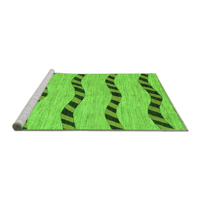 Sideview of Machine Washable Abstract Green Modern Area Rugs, wshabs1387grn