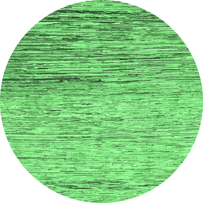 Round Machine Washable Abstract Emerald Green Modern Area Rugs, wshabs1388emgrn