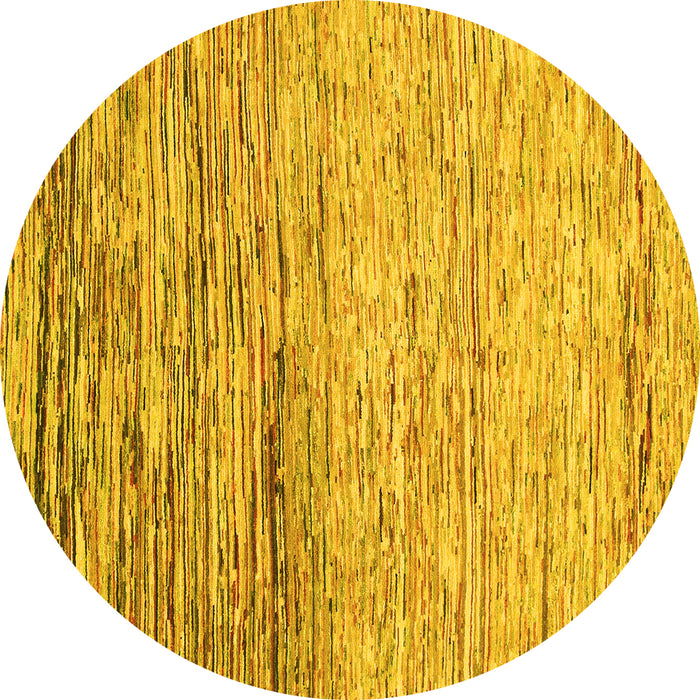 Round Abstract Yellow Modern Rug, abs1388yw