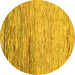 Round Abstract Yellow Modern Rug, abs1388yw