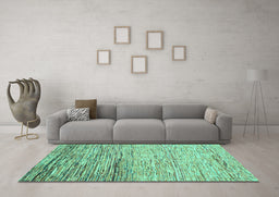 Machine Washable Abstract Turquoise Modern Area Rugs in a Living Room,, wshabs1388turq