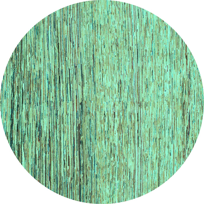 Round Machine Washable Abstract Turquoise Modern Area Rugs, wshabs1388turq