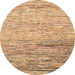 Round Machine Washable Abstract Chocolate Brown Rug, wshabs1388