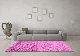 Machine Washable Abstract Pink Modern Rug in a Living Room, wshabs1388pnk