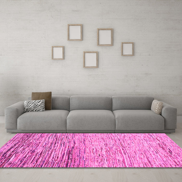 Machine Washable Abstract Pink Modern Rug in a Living Room, wshabs1388pnk
