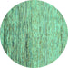 Round Abstract Turquoise Modern Rug, abs1388turq