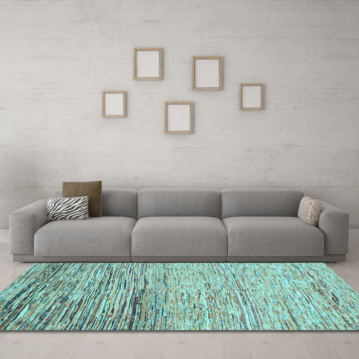 Machine Washable Abstract Light Blue Modern Rug in a Living Room, wshabs1388lblu