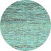 Round Abstract Light Blue Modern Rug, abs1388lblu