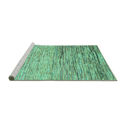 Sideview of Machine Washable Abstract Turquoise Modern Area Rugs, wshabs1388turq