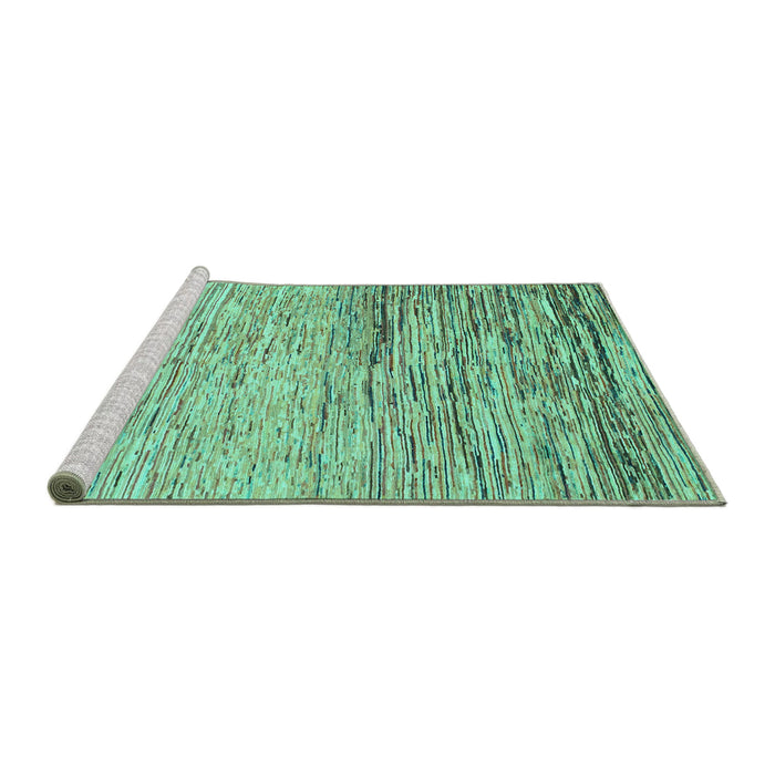 Sideview of Machine Washable Abstract Turquoise Modern Area Rugs, wshabs1388turq