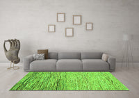 Machine Washable Abstract Green Modern Rug, wshabs1388grn