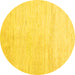 Round Solid Yellow Modern Rug, abs1389yw