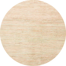Round Abstract Yellow Solid Rug, abs1389