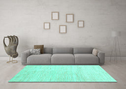 Machine Washable Solid Turquoise Modern Area Rugs in a Living Room,, wshabs1389turq