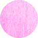 Round Machine Washable Solid Pink Modern Rug, wshabs1389pnk