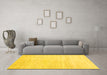 Machine Washable Solid Yellow Modern Rug in a Living Room, wshabs1389yw