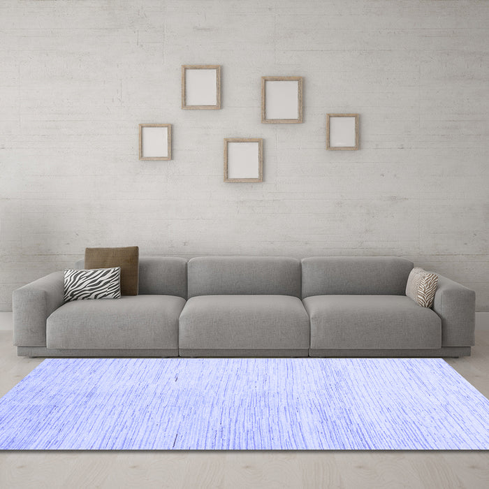 Machine Washable Solid Blue Modern Rug in a Living Room, wshabs1389blu