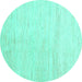 Round Solid Turquoise Modern Rug, abs1389turq