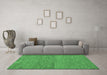 Machine Washable Abstract Emerald Green Modern Area Rugs in a Living Room,, wshabs138emgrn