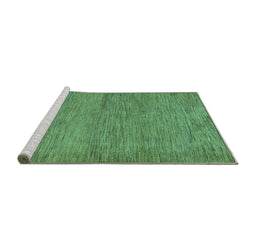 Sideview of Machine Washable Abstract Turquoise Modern Area Rugs, wshabs138turq