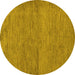 Round Machine Washable Abstract Yellow Modern Rug, wshabs138yw