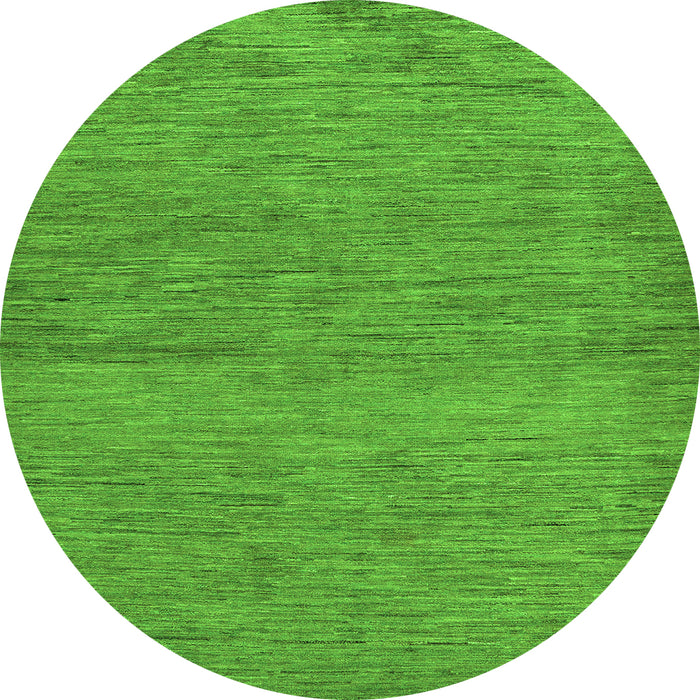 Round Machine Washable Abstract Green Modern Area Rugs, wshabs138grn