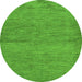 Round Machine Washable Abstract Green Modern Area Rugs, wshabs138grn