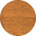 Round Machine Washable Abstract Orange Modern Area Rugs, wshabs138org